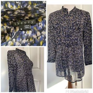 Theory Sheer Silk Boho Top Blouse Pre-Owned